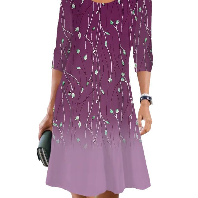 JO | Print Long sleeve Round neck Mid-length dresses