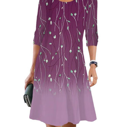 JO | Print Long sleeve Round neck Mid-length dresses