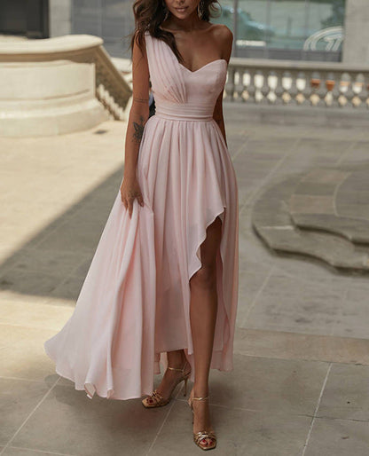 JO | Unique Solid Color Shoulder Split Long Dresses