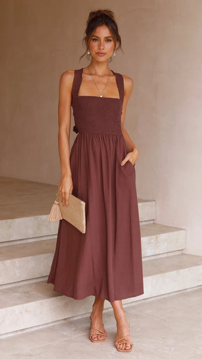 JO | Single-colored, backless, casual dress