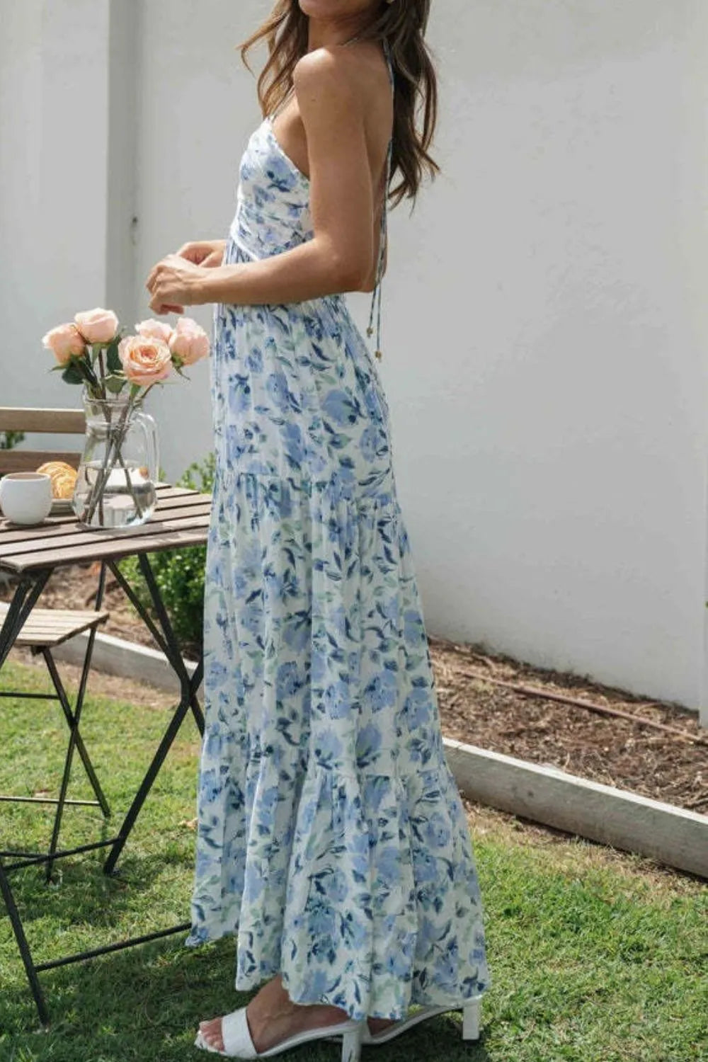 JO | Floral Halter Neck Tiered Maxi Dress