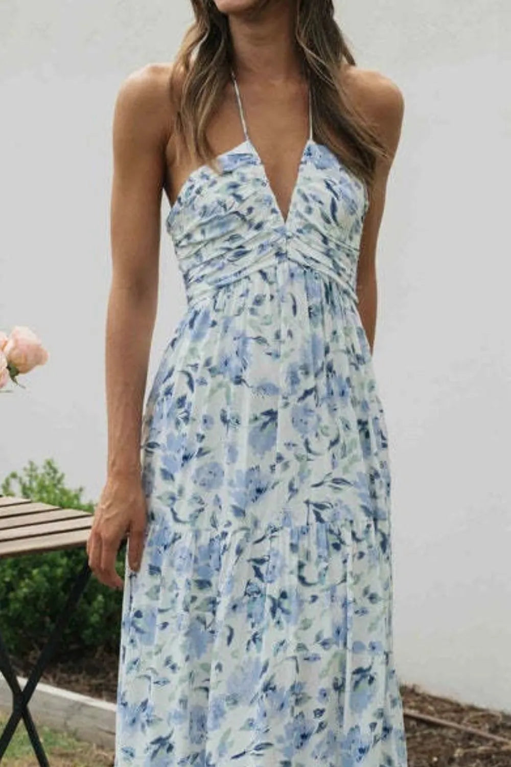 JO | Floral Halter Neck Tiered Maxi Dress