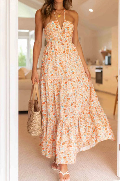 JO | Floral Halter Neck Tiered Maxi Dress