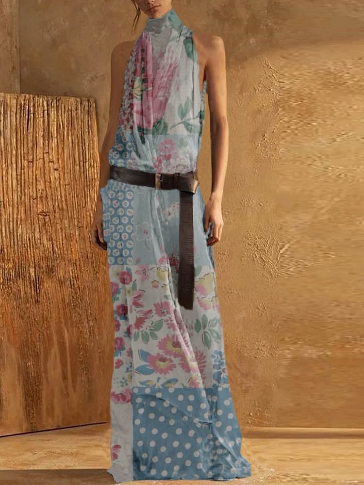 JO | sleeveless - high neckline - belt at the waist - light and airy fit