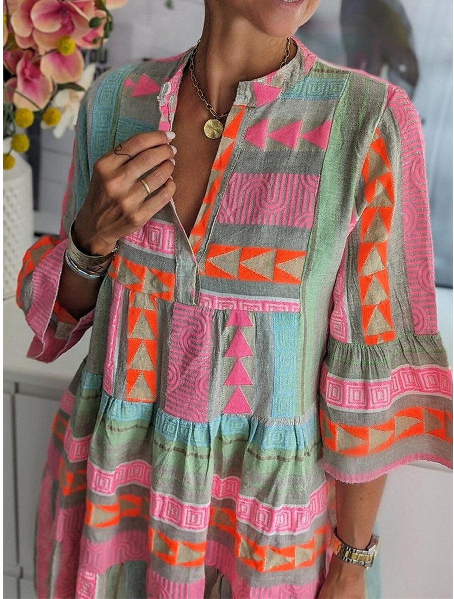 JO | Printed dress with V-neckline