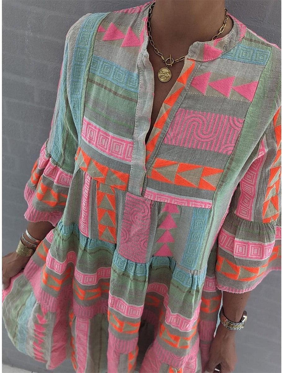 JO | Printed dress with V-neckline
