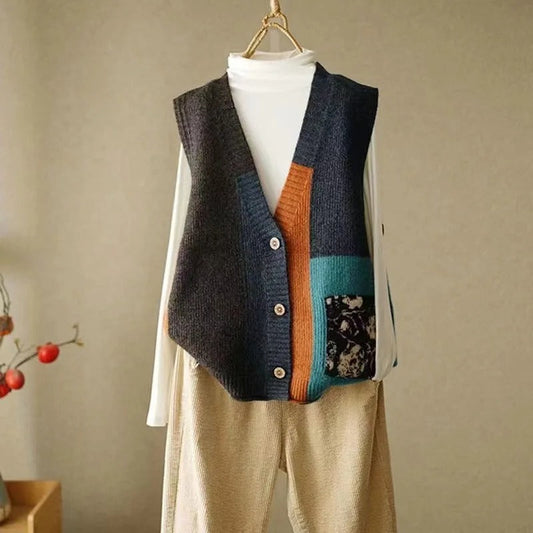 JO | Knitted vest in colorblock design