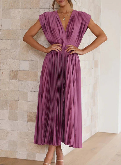 JO | Single-colored maxi dress with short sleeves