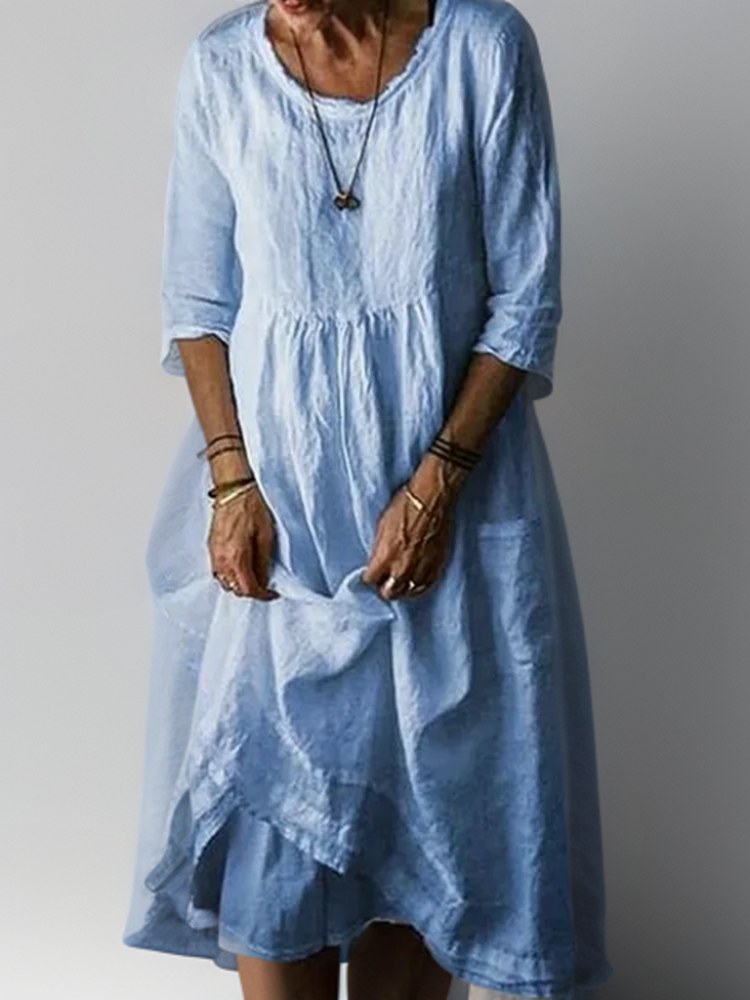 JO | Summer dress with round neckline for women | Midi