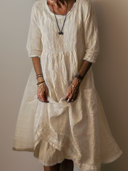 JO | Summer dress with round neckline for women | Midi