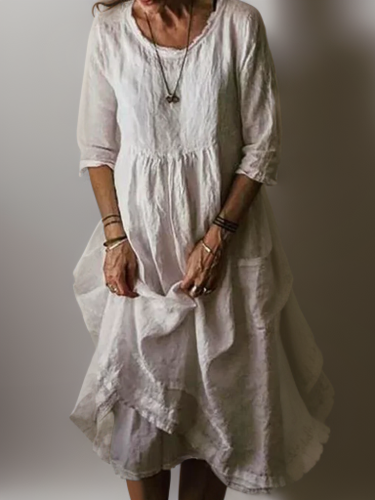 JO | Summer dress with round neckline for women | Midi