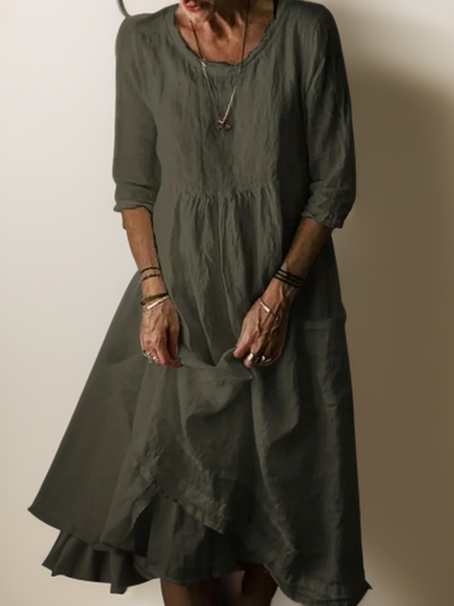 JO | Summer dress with round neckline for women | Midi