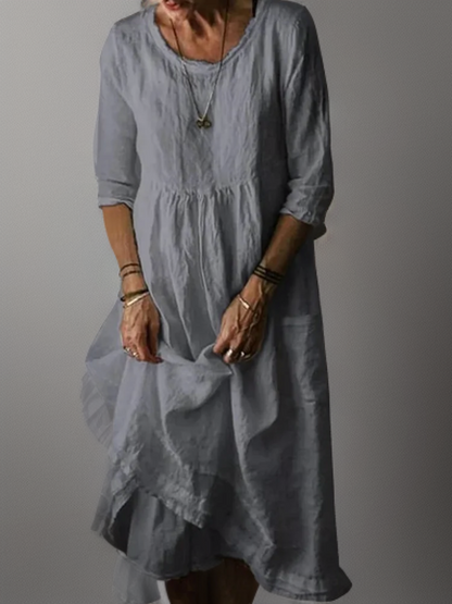 JO | Summer dress with round neckline for women | Midi
