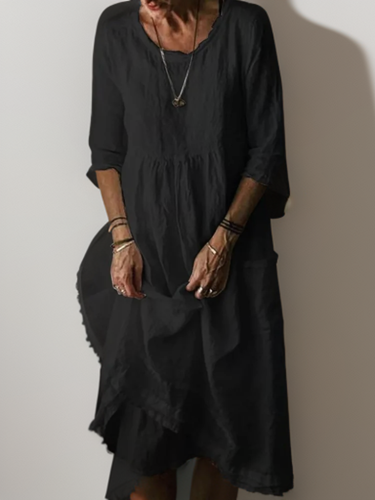 JO | Summer dress with round neckline for women | Midi