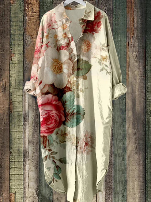 JO | Buttoned midi dress with floral print